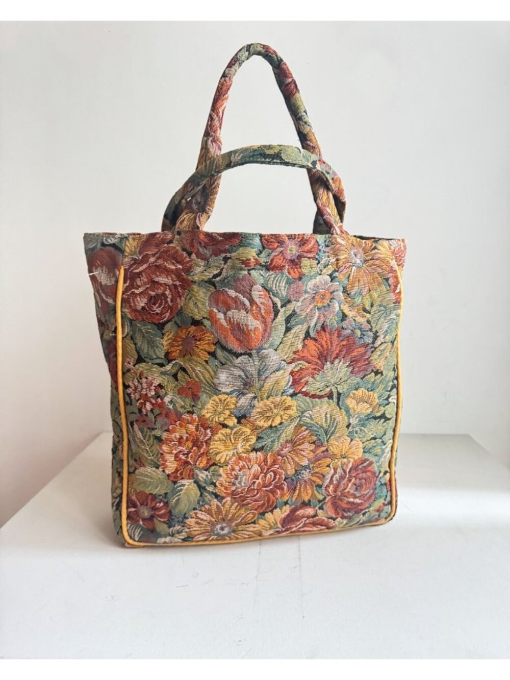 Vintage Floral Tapestry Tote Bag